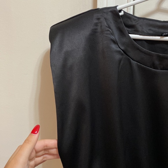 3 for $20 - Fashion Nova Push Your Luck Black Satin Top - Picture 4 of 5